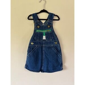 Vintage Liberty Denim Bib Overall Dress Girls Size 3 Made in USA Green Zipper